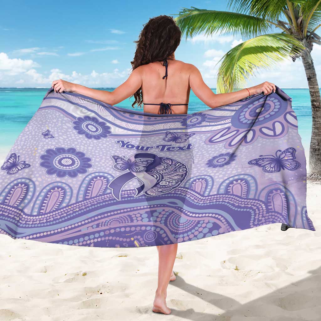 Personalised Epilepsy Awareness Sarong Purple Ribbon Butterfly And Brain Aboriginal Art