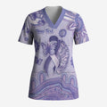 Personalised Epilepsy Awareness Scrub Top Purple Ribbon Butterfly And Brain Aboriginal Art