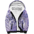 Personalised Epilepsy Awareness Sherpa Hoodie Purple Ribbon Butterfly And Brain Aboriginal Art