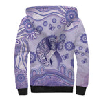 Personalised Epilepsy Awareness Sherpa Hoodie Purple Ribbon Butterfly And Brain Aboriginal Art