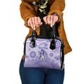 Personalised Epilepsy Awareness Shoulder Handbag Purple Ribbon Butterfly And Brain Aboriginal Art