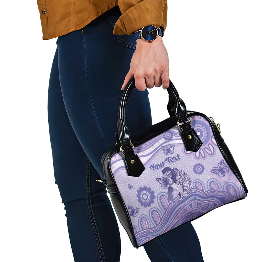 Personalised Epilepsy Awareness Shoulder Handbag Purple Ribbon Butterfly And Brain Aboriginal Art