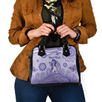 Personalised Epilepsy Awareness Shoulder Handbag Purple Ribbon Butterfly And Brain Aboriginal Art