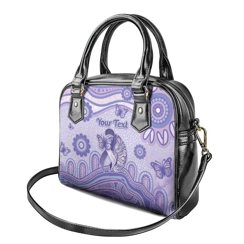 Personalised Epilepsy Awareness Shoulder Handbag Purple Ribbon Butterfly And Brain Aboriginal Art