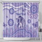 Personalised Epilepsy Awareness Shower Curtain Purple Ribbon Butterfly And Brain Aboriginal Art