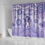 Personalised Epilepsy Awareness Shower Curtain Purple Ribbon Butterfly And Brain Aboriginal Art