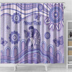 Personalised Epilepsy Awareness Shower Curtain Purple Ribbon Butterfly And Brain Aboriginal Art