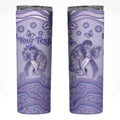 Personalised Epilepsy Awareness Skinny Tumbler Purple Ribbon Butterfly And Brain Aboriginal Art