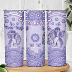 Personalised Epilepsy Awareness Skinny Tumbler Purple Ribbon Butterfly And Brain Aboriginal Art