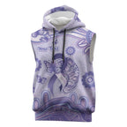 Personalised Epilepsy Awareness Sleeveless Hoodie Purple Ribbon Butterfly And Brain Aboriginal Art