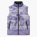 Personalised Epilepsy Awareness Sleeveless Puffer Jacket Purple Ribbon Butterfly And Brain Aboriginal Art
