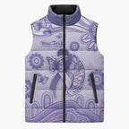 Personalised Epilepsy Awareness Sleeveless Puffer Jacket Purple Ribbon Butterfly And Brain Aboriginal Art
