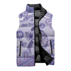 Personalised Epilepsy Awareness Sleeveless Puffer Jacket Purple Ribbon Butterfly And Brain Aboriginal Art