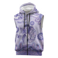Personalised Epilepsy Awareness Sleeveless Zip Hoodie Purple Ribbon Butterfly And Brain Aboriginal Art