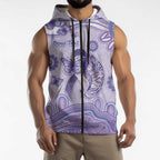 Personalised Epilepsy Awareness Sleeveless Zip Hoodie Purple Ribbon Butterfly And Brain Aboriginal Art