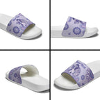 Personalised Epilepsy Awareness Slide Sandals Purple Ribbon Butterfly And Brain Aboriginal Art