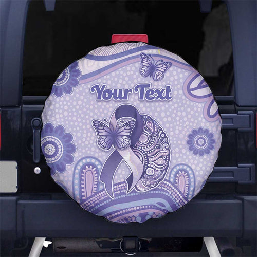 Personalised Epilepsy Awareness Spare Tire Cover Purple Ribbon Butterfly And Brain Aboriginal Art
