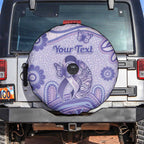 Personalised Epilepsy Awareness Spare Tire Cover Purple Ribbon Butterfly And Brain Aboriginal Art