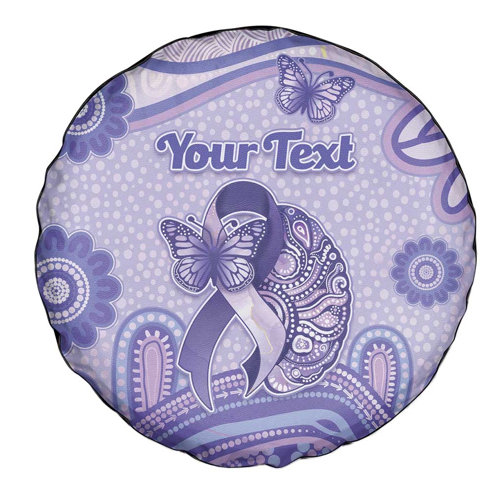 Personalised Epilepsy Awareness Spare Tire Cover Purple Ribbon Butterfly And Brain Aboriginal Art