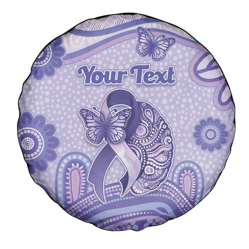 Personalised Epilepsy Awareness Spare Tire Cover Purple Ribbon Butterfly And Brain Aboriginal Art