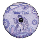 Personalised Epilepsy Awareness Spare Tire Cover Purple Ribbon Butterfly And Brain Aboriginal Art