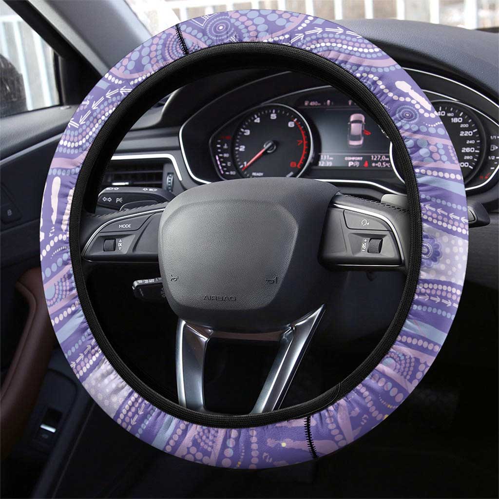 Epilepsy Awareness Steering Wheel Cover Purple Ribbon Butterfly And Brain Aboriginal Art