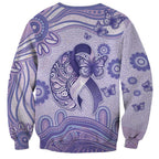 Personalised Epilepsy Awareness Sweatshirt Purple Ribbon Butterfly And Brain Aboriginal Art
