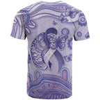 Personalised Epilepsy Awareness T Shirt Purple Ribbon Butterfly And Brain Aboriginal Art