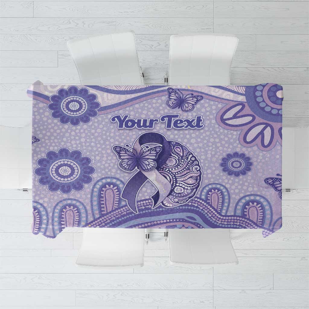 Personalised Epilepsy Awareness Tablecloth Purple Ribbon Butterfly And Brain Aboriginal Art