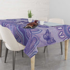 Personalised Epilepsy Awareness Tablecloth Purple Ribbon Butterfly And Brain Aboriginal Art