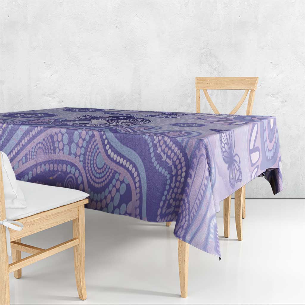 Personalised Epilepsy Awareness Tablecloth Purple Ribbon Butterfly And Brain Aboriginal Art