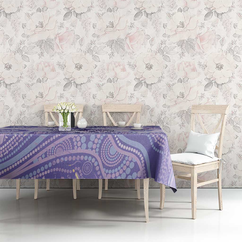 Personalised Epilepsy Awareness Tablecloth Purple Ribbon Butterfly And Brain Aboriginal Art
