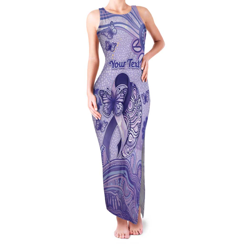 Personalised Epilepsy Awareness Tank Maxi Dress Purple Ribbon Butterfly And Brain Aboriginal Art