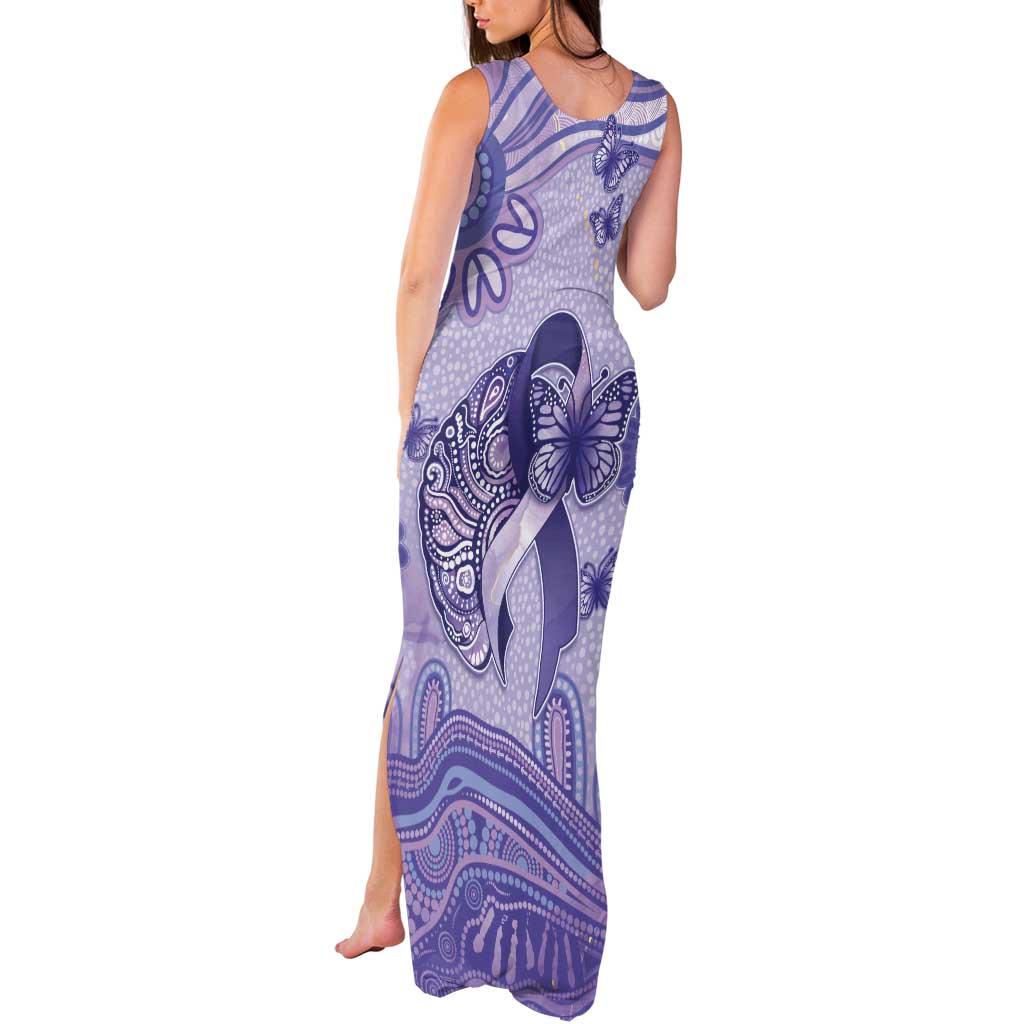 Personalised Epilepsy Awareness Tank Maxi Dress Purple Ribbon Butterfly And Brain Aboriginal Art