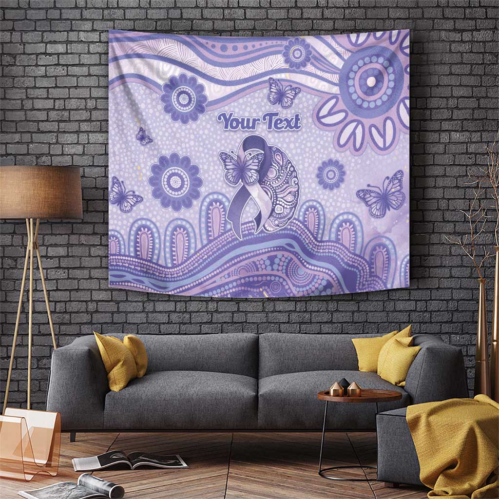 Personalised Epilepsy Awareness Tapestry Purple Ribbon Butterfly And Brain Aboriginal Art