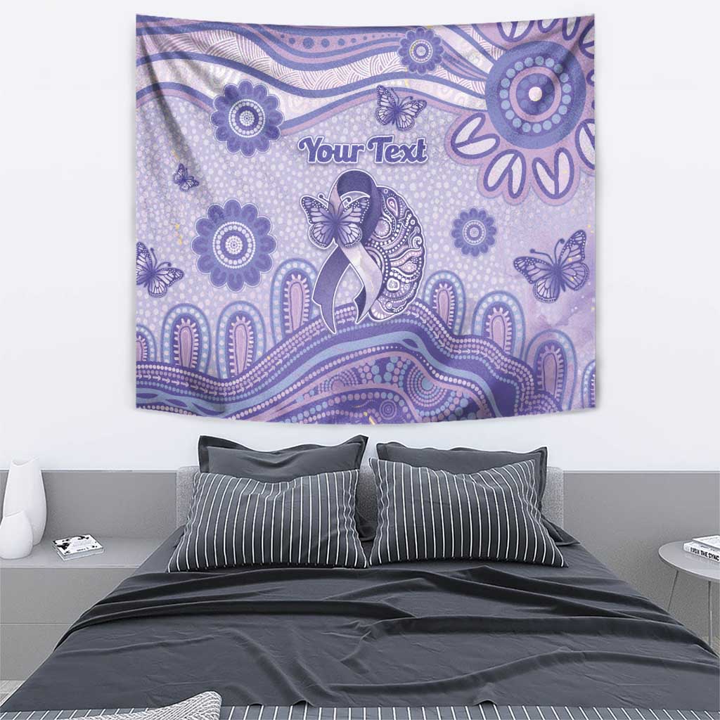 Personalised Epilepsy Awareness Tapestry Purple Ribbon Butterfly And Brain Aboriginal Art