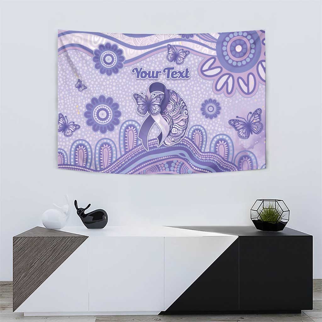 Personalised Epilepsy Awareness Tapestry Purple Ribbon Butterfly And Brain Aboriginal Art