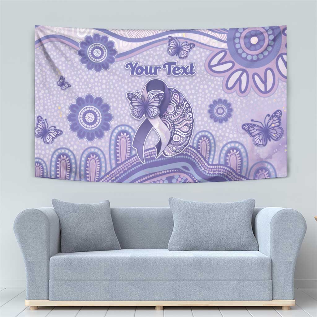 Personalised Epilepsy Awareness Tapestry Purple Ribbon Butterfly And Brain Aboriginal Art