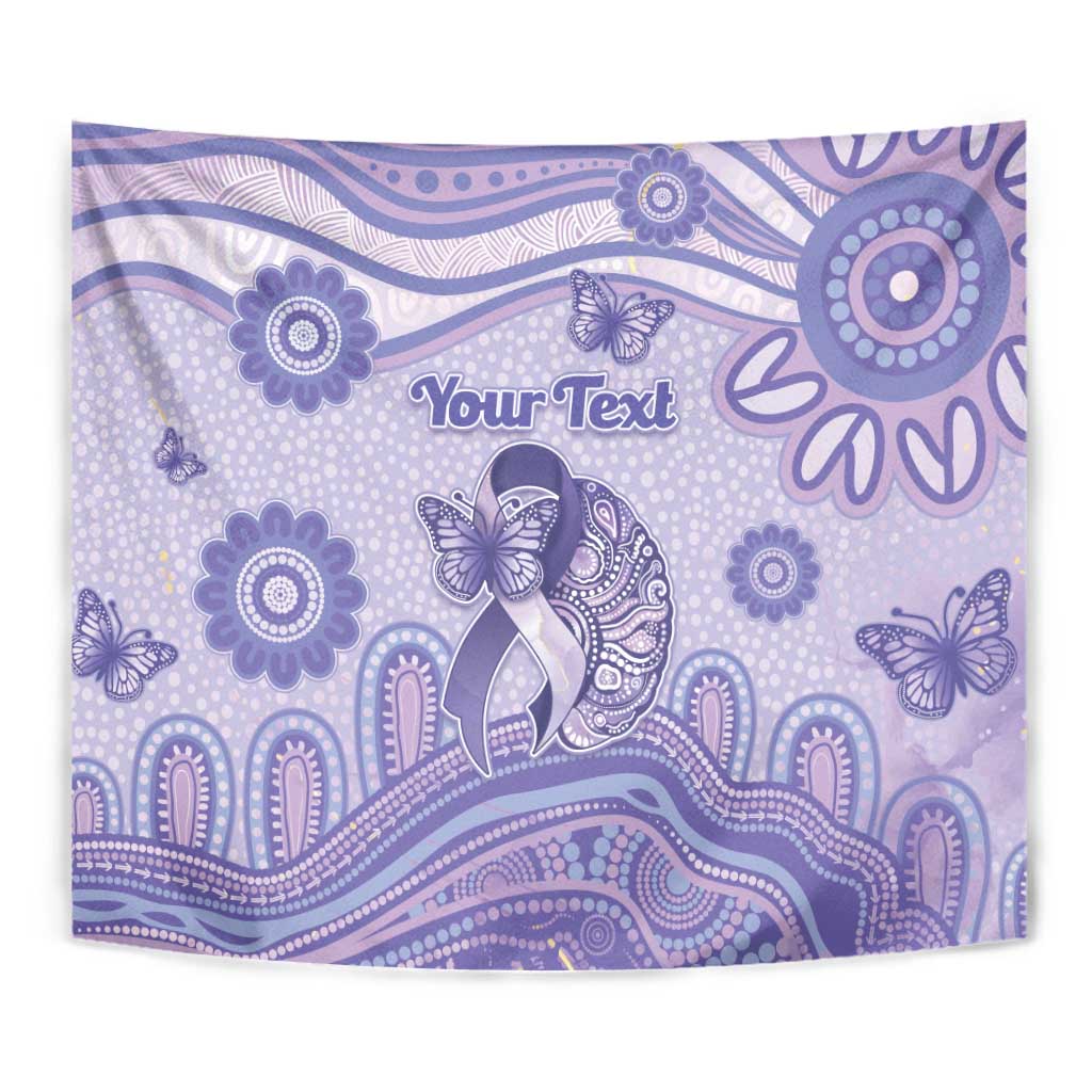 Personalised Epilepsy Awareness Tapestry Purple Ribbon Butterfly And Brain Aboriginal Art