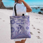 Personalised Epilepsy Awareness Tote Bag Purple Ribbon Butterfly And Brain Aboriginal Art
