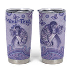 Personalised Epilepsy Awareness Tumbler Cup Purple Ribbon Butterfly And Brain Aboriginal Art