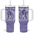 Personalised Epilepsy Awareness Tumbler With Handle Purple Ribbon Butterfly And Brain Aboriginal Art