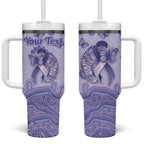 Personalised Epilepsy Awareness Tumbler With Handle Purple Ribbon Butterfly And Brain Aboriginal Art