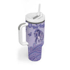 Personalised Epilepsy Awareness Tumbler With Handle Purple Ribbon Butterfly And Brain Aboriginal Art