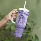 Personalised Epilepsy Awareness Tumbler With Handle Purple Ribbon Butterfly And Brain Aboriginal Art