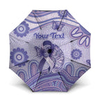 Personalised Epilepsy Awareness Umbrella Purple Ribbon Butterfly And Brain Aboriginal Art