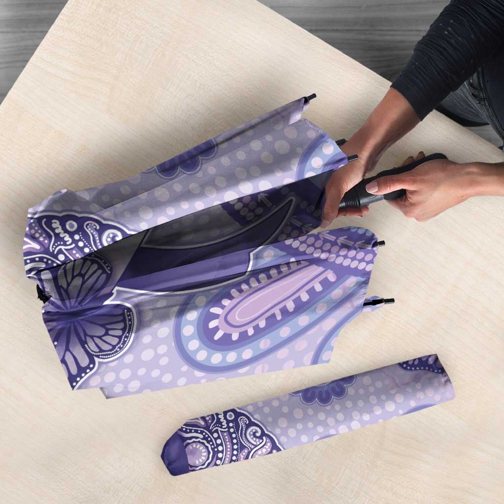 Personalised Epilepsy Awareness Umbrella Purple Ribbon Butterfly And Brain Aboriginal Art