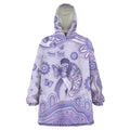 Personalised Epilepsy Awareness Wearable Blanket Hoodie Purple Ribbon Butterfly And Brain Aboriginal Art