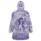 Personalised Epilepsy Awareness Wearable Blanket Hoodie Purple Ribbon Butterfly And Brain Aboriginal Art