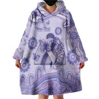 Personalised Epilepsy Awareness Wearable Blanket Hoodie Purple Ribbon Butterfly And Brain Aboriginal Art
